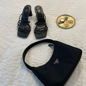 Zara Black Leather High Heeled Sandals. Size 37. Perfect Condition.